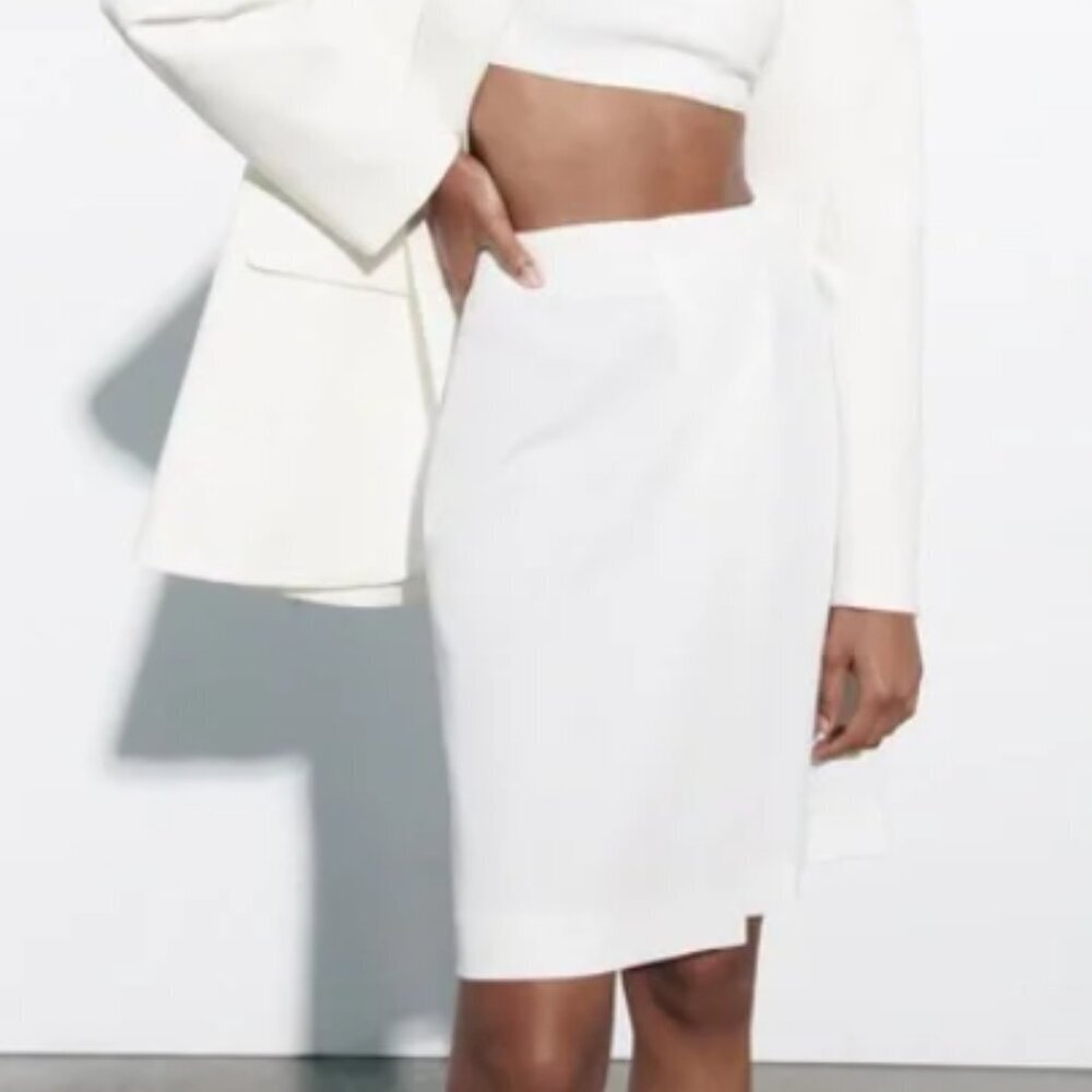 NWT ZARA | White Long Shorts Skort | Sz. XL